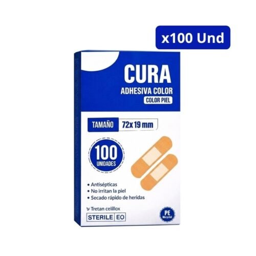CURAS ADHESIVAS (CHEMI) COLOR PIEL ALARGADAS CJA X 100UND CURITAS