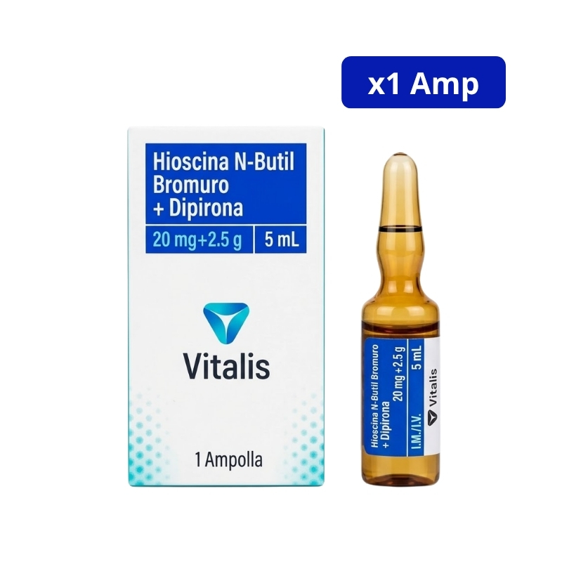 HIOSCINA N-BUTIL BROMURO + DIPIRONA (VITALIS) 20MG+2,5GR/2ML FCO CJA X AMP