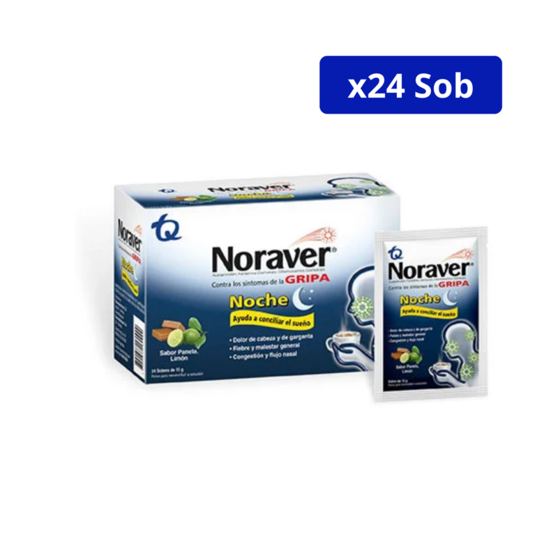 NORAVER GRIPA (TQ) NOCHE CALIENTE PANELA-LIMON CJA x 24 SOBRES
