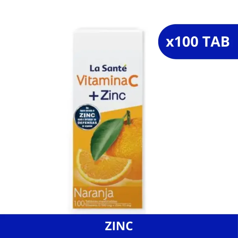 VITAMINA C NARANJA + ZINC 500 MG LSAN X 100 TAB