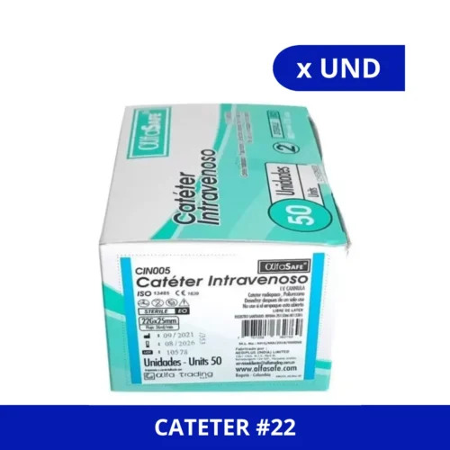 CATETER 22G (ALFA SAFE) 25MM INTRAVENOSO BOLSA X UND