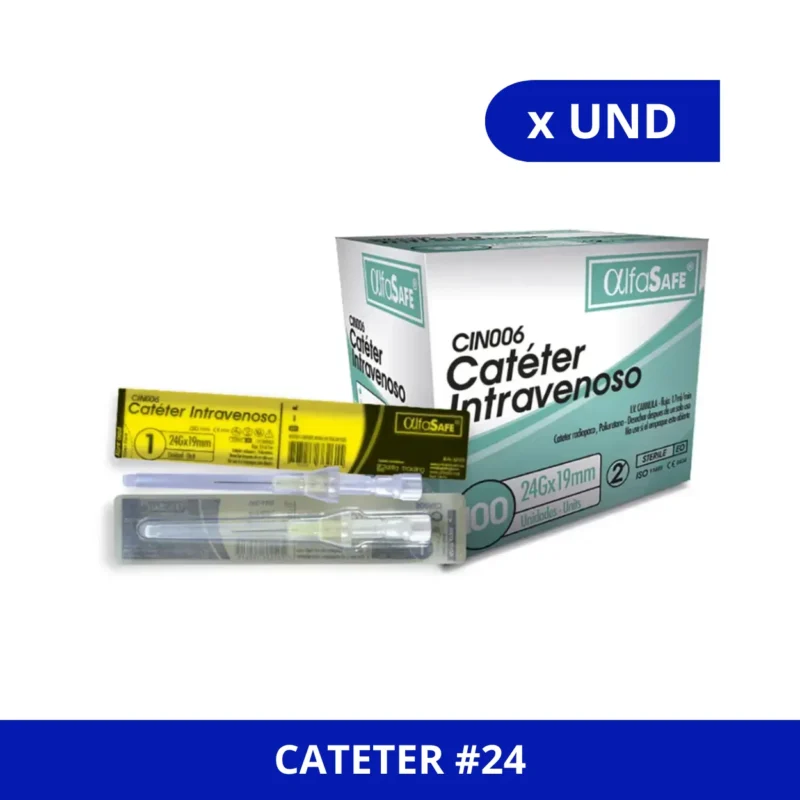 CATETER 24G (ALFA SAFE) 19MM INTRAVENOSO BOLSA X UND