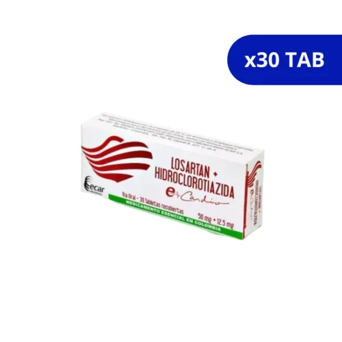LOSARTAN + HIDROCLOROTRIAZIDA (ECAR) 50MG/12.5MG CJA X 30 TBS